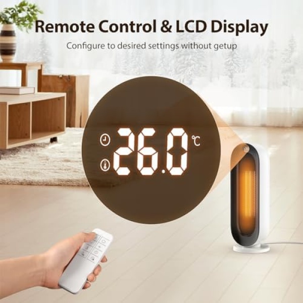 Space Heater, Ilake Space Heater for Indoor Use with ECO Mode, 1500W Ceramic - Image 3