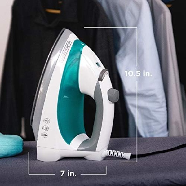 Black+Decker Lightweight Steam Iron, 1200 Watt Clothing Iron, Teal - Image 8