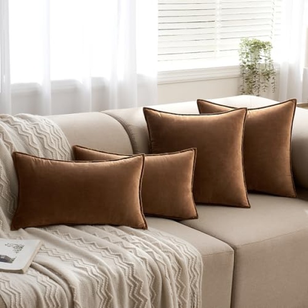 MIULEE Pack of 2 Decorative Velvet Throw Pillow Cover Soft Chocolate Pillow - Image 4