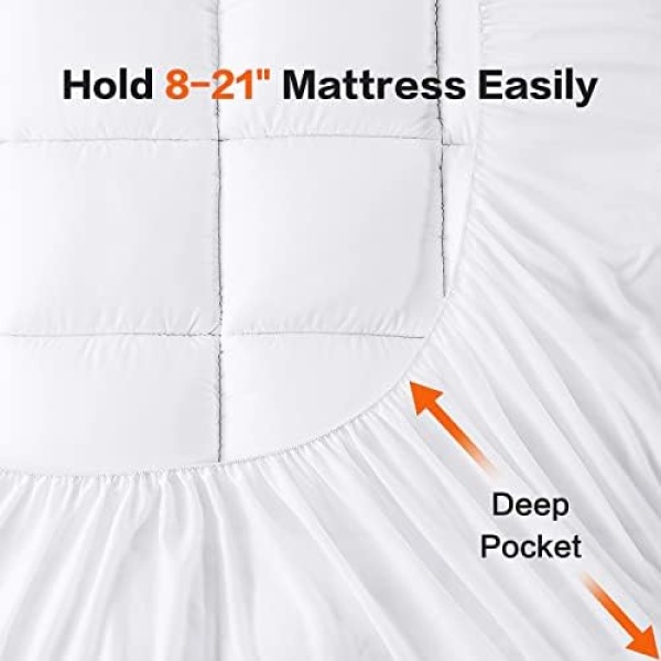 Luffield Mattress Topper Queen Size, Extra Thick Cooling Breathable - Image 5