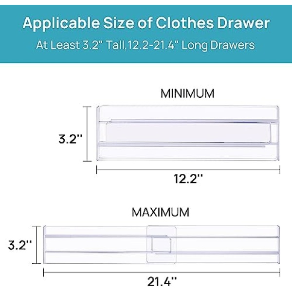 Drawer Dividers Organizers 8 Pack, Vtopmart Adjustable 3.2" High Expandable from - Image 3