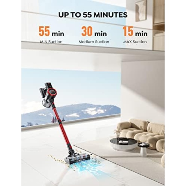 BuTure Cordless Vacuum Cleaner, 450W Stick Vacuum, Vacuum Cleaners with Max - Image 4