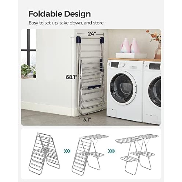 SONGMICS Clothes Drying Rack, Laundry Drying Rack, Free-Standing Drying Rack - Image 7