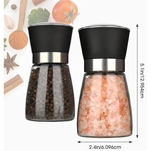 Hotder Pepper Grinder,Salt and Pepper Grinder Set of 2 Glass Bottles - Image 2