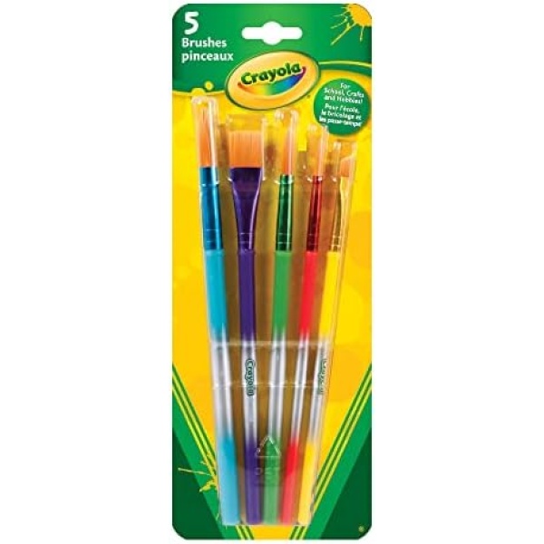 Crayola 05-3506 5 Assorted Premium Paint Brushes, School, Craft, Painting