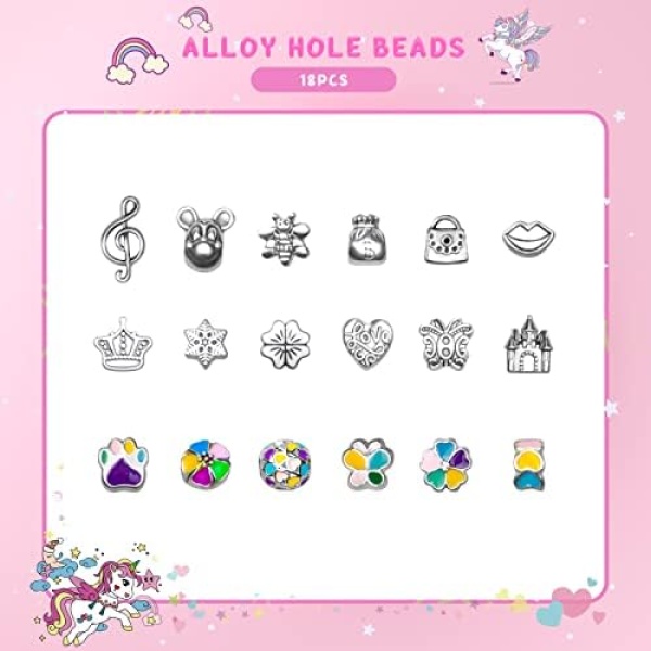 PERRYHOME Charm Bracelet Making Kit for Girls, 62 Pcs Unicorn Jewelry Making Kit - Image 4