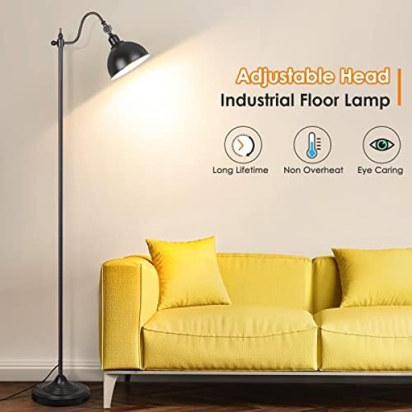 Mlambert Industrial LED Standing Floor Lamp Modern with 11W LED Bulb - Image 2