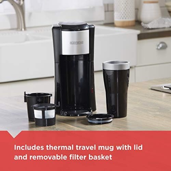 BLACK+DECKER Single Serve Coffee Maker, Includes One Dishwasher Safe Travel Mug - Image 4