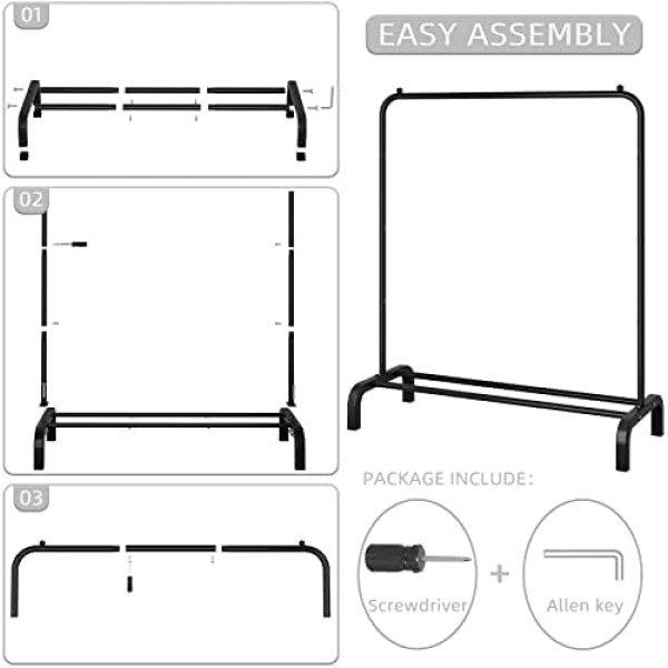 UDEAR Clothing Rack Portable Single Rod Garment Rack Multi-Functional Hanger - Image 6