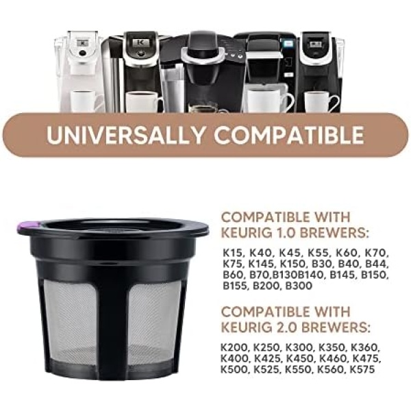 Reusable K Cups, 6 Pack Universal Fit Reusable Coffee Filters with Food Grade - Image 7
