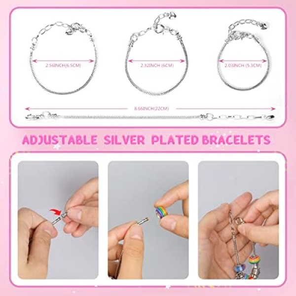 PERRYHOME Charm Bracelet Making Kit for Girls, 62 Pcs Unicorn Jewelry Making Kit - Image 5