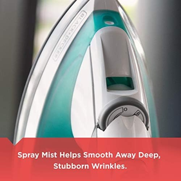 Black+Decker Lightweight Steam Iron, 1200 Watt Clothing Iron, Teal - Image 6