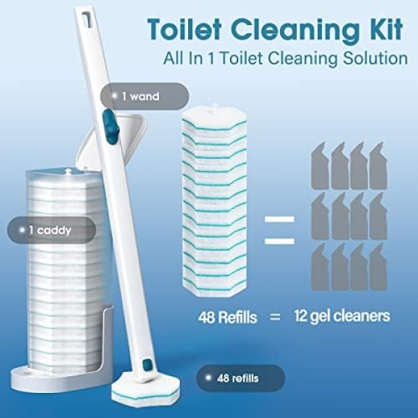 BALORIZ Disposable Toilet Brush with 48 Refills, Toilet Bowl Brush Disposable - Image 6