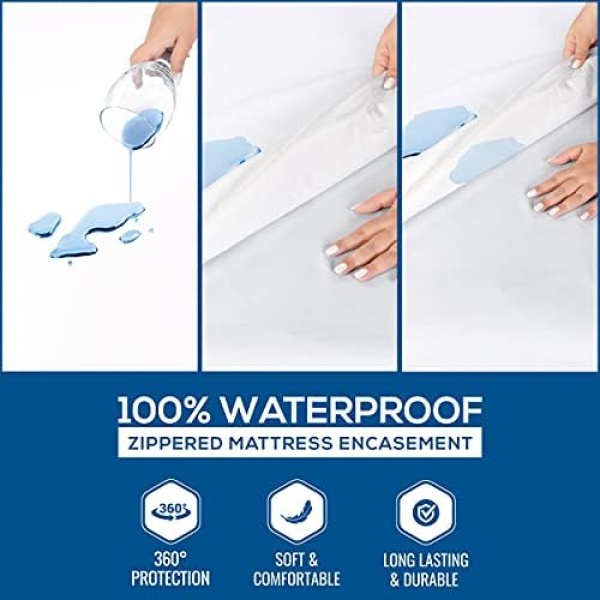 Utopia Bedding Zippered Mattress Encasement Queen - 100% Waterproof and Bed Bug - Image 2