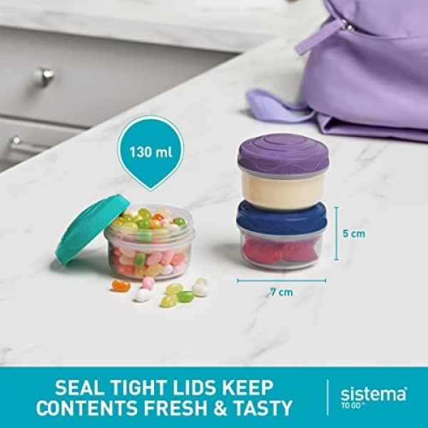 Sistema to Go Collection Mini Bites Small Food Storage Containers, 4.39 oz./130 - Image 3