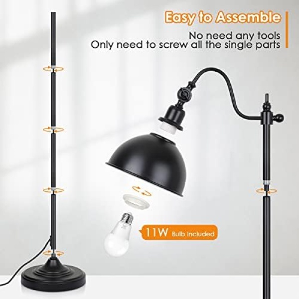 Mlambert Industrial LED Standing Floor Lamp Modern with 11W LED Bulb - Image 4