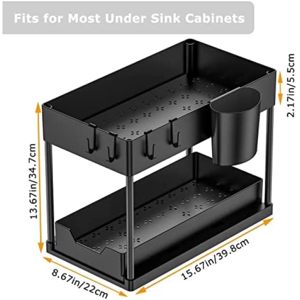Under Sink Organizer 2 Set - Tomekji Under Sink Storage Plastic Sliding Drawer - Image 4