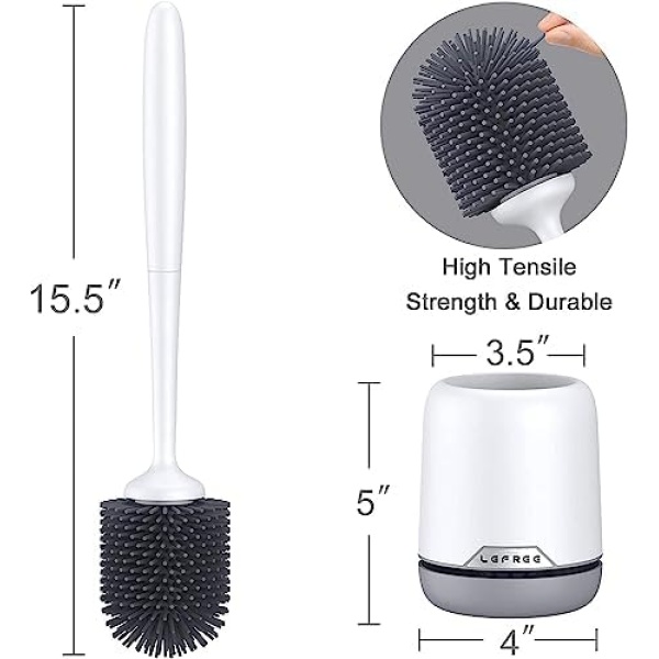New Lefree Silicone Toilet Brush and Holder, Toilet Cleaner Brush Set, Non-Slip - Image 5