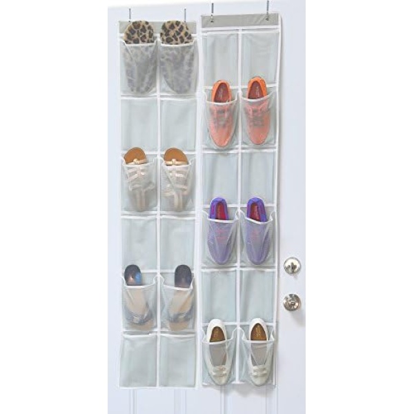 SimpleHouseware 24 Pockets - 2PK 12 Large Pockets Over Door Hanging Shoe - Image 2