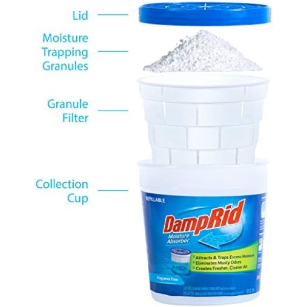 DampRid Fragrance Free Refillable Moisture Absorber - 10.5oz Cup Traps Moisture - Image 5