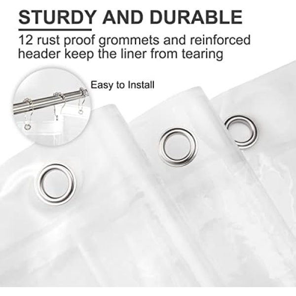 AmazerBath Clear Shower Curtain Liner, 72x72 Plastic Shower Liner, Waterproof - Image 4