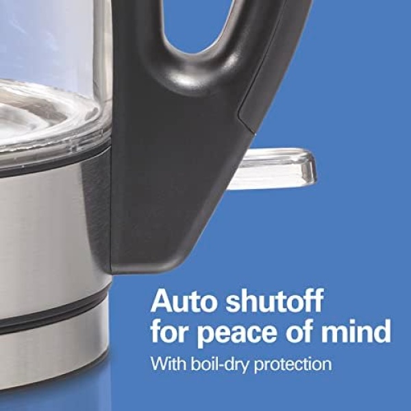 Hamilton Beach Glass Electric Tea Kettle, Water Boiler & Heater, 1 L, Cordless - Image 4