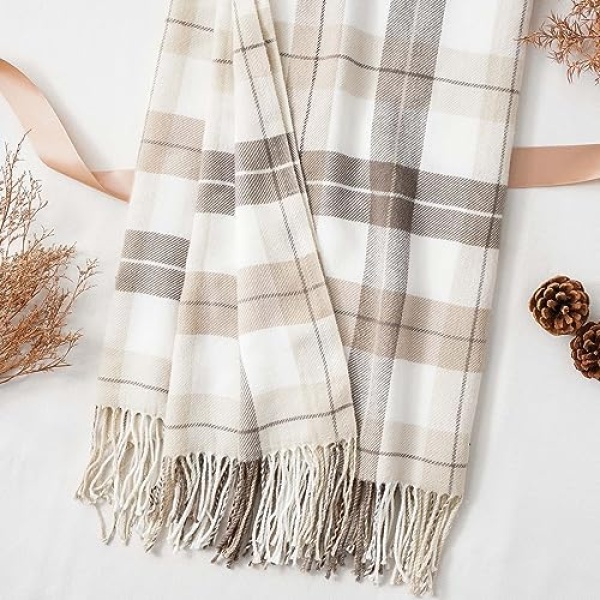 BATTILO HOME Fall Plaid Throw Blanket for Couch, Farmhouse Checkered Decor Throw - Image 4