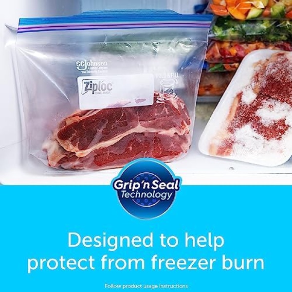 Ziploc Large Food Storage Freezer Bags, Grip 'n Seal Technology for Easier Grip - Image 7