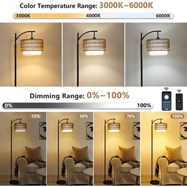 Arc Floor Lamp for Living Room with 3 Color Temperatures, Farmhouse Floor Lamps - Image 2