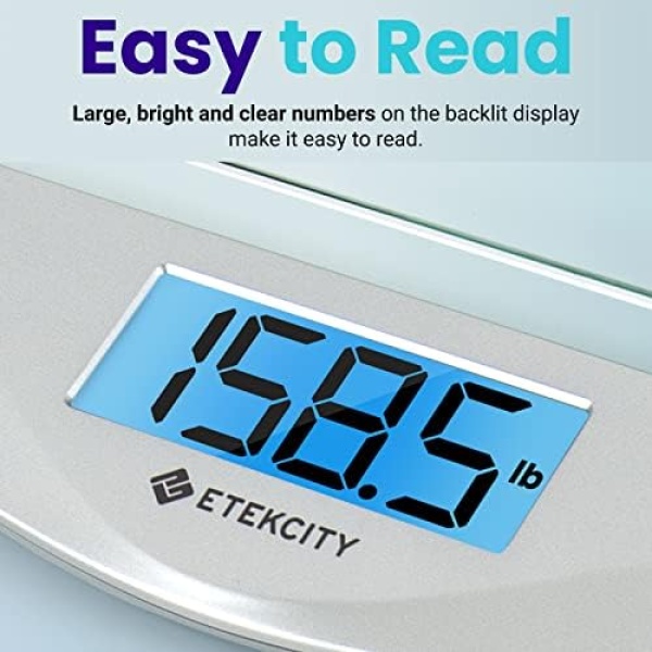 Etekcity Digital Body Weight Bathroom Scale, Large Blue LCD Backlight Display - Image 2