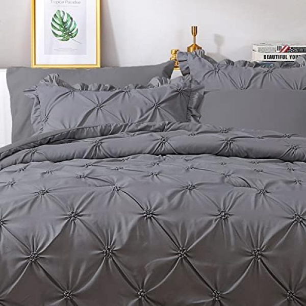 JOLLYVOGUE Queen Comforter Sets 7 Pieces, Dark Grey Bed in a Bag Comforter Set - Image 2