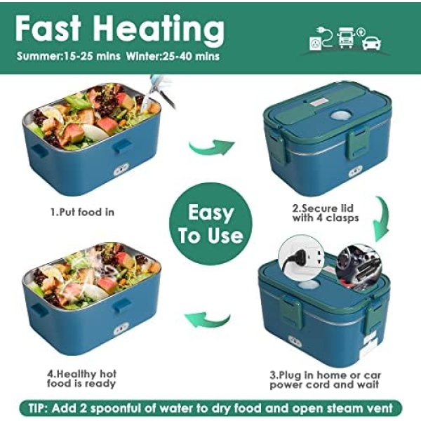 Electric Lunch Box Food Heater,1.8L Food Warmer Lunch Box with Carry Bag - Image 4