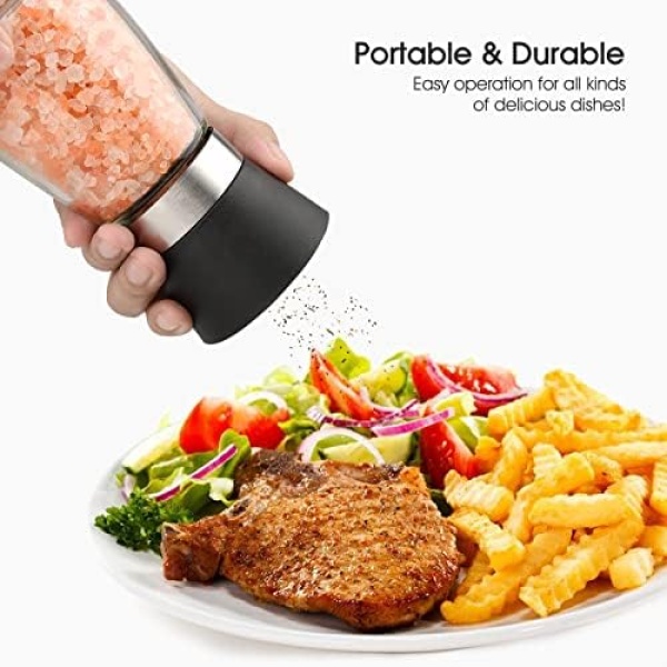 Hotder Pepper Grinder,Salt and Pepper Grinder Set of 2 Glass Bottles - Image 7
