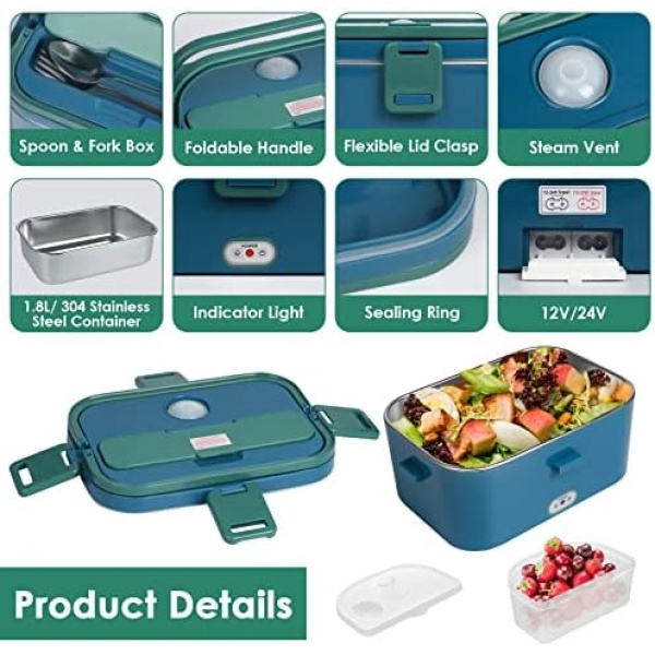 Electric Lunch Box Food Heater,1.8L Food Warmer Lunch Box with Carry Bag - Image 3