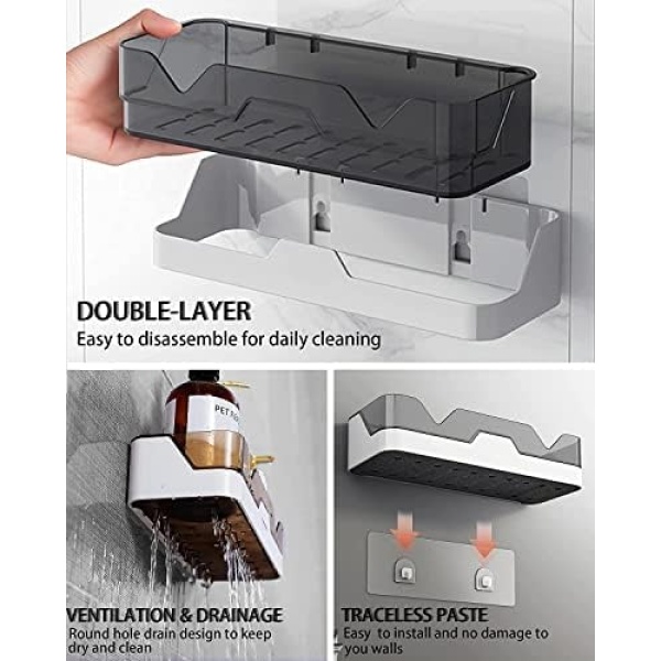 WeshyiGo 2-Pack Shower Caddy, Separable Shower Organizer with 4 Hooks - Image 3
