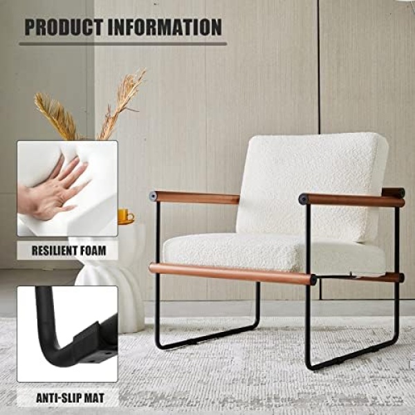 jiexi 28.3in Modern Boucle Fabric Accent Chair with Arms for Living Room - Image 4