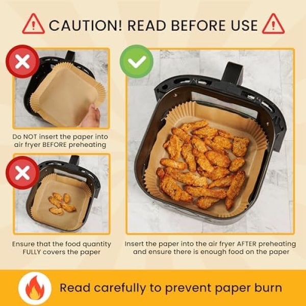 Air Fryer Liners, 120Pcs Disposable Air Fryer Parchment Paper Liners - Image 8