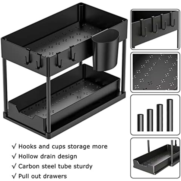Under Sink Organizer 2 Set - Tomekji Under Sink Storage Plastic Sliding Drawer - Image 3