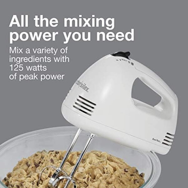 Hamilton-Beach Proctor Silex 62515PS 5-Speed Easy Mix Hand Mixer, White - Image 3