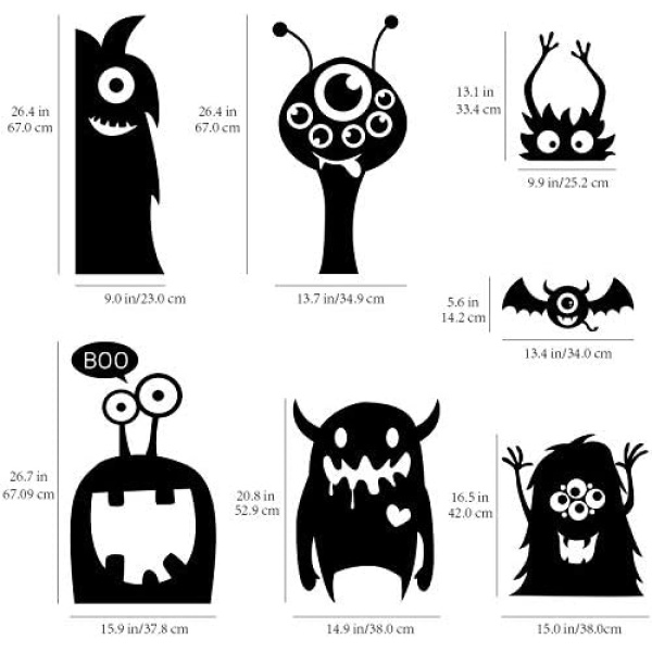 CCINEE 10PCS Giant Halloween Window Clings Novelty Cute Wiggly Monster Window - Image 3