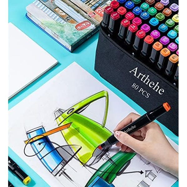 ATOPSTAR 80 Colors Alcohol Markers Artist Drawing Art Markers for Kids Dual Tip - Image 7