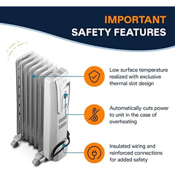 De'Longhi Oil-Filled Radiator Space Heater, Full Room Quiet 1500W, Adjustable - Image 6