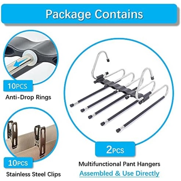 Magic Pants Hangers Space Saving - 2 Pack for Closet Multiple Layers - Image 4