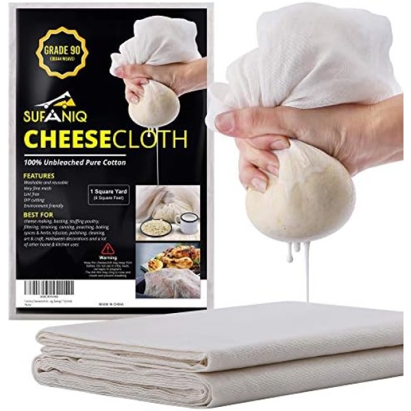 Sufaniq Cheesecloth Grade 90-Unbleached 100% Cotton Fabric Reusable Ultra Fine