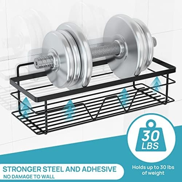 Vtopmart 5 Pack Shower Caddy Shelves Organizer with 4 Hooks, Self Adhesive Rack - Image 4