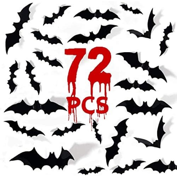 Bats Halloween Decoration 3D Bats Decorations 4 Different Sizes Wall Bat Decor