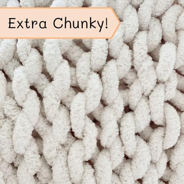 Adyrescia Chunky Knit Blanket Throw | 100% Hand Knit with Jumbo Chenille Yarn - Image 5