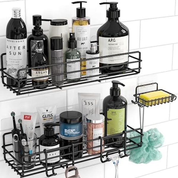 MOFOROCO 3-Pack Shower Caddy Corner Basket Shelf with Soap Holder, No Drilling