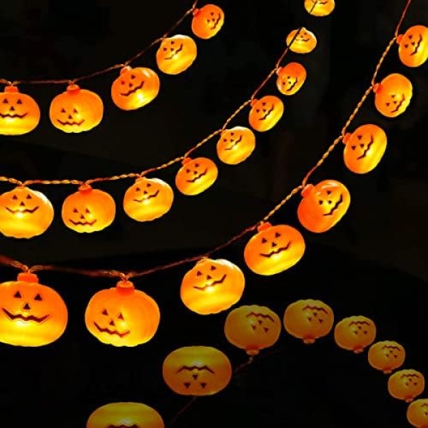 Halloween Decoration LED Pumpkin String Lights, 16.4ft/30 LED Halloween