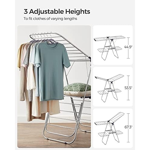 SONGMICS Clothes Drying Rack, Laundry Drying Rack, Free-Standing Drying Rack - Image 5